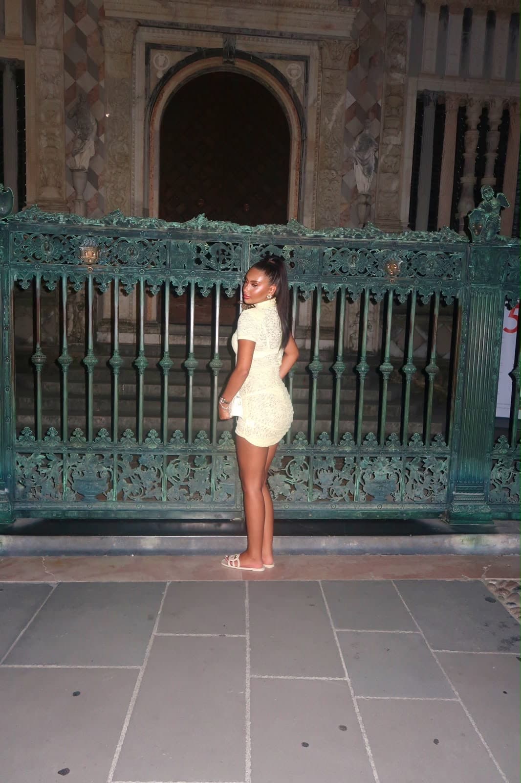 Eden lace mini dress from the side, full length
